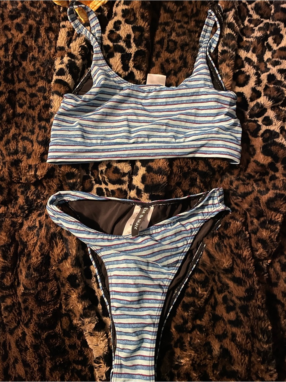 Striped Blue Bikini Set